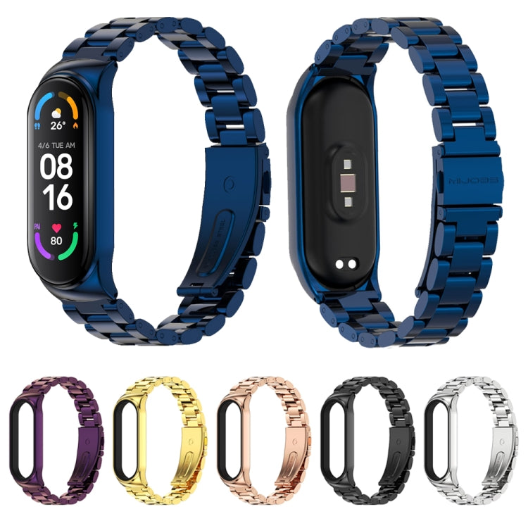 For Xiaomi Mi Band 6 / 5 CS Mijobs CS Metal Three Bead Stainless Steel Watch Band