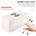 KD8801 5W Wooden Creative Wireless Charger LED Mirror Digital Display Sub-alarm Clock, Regular Style