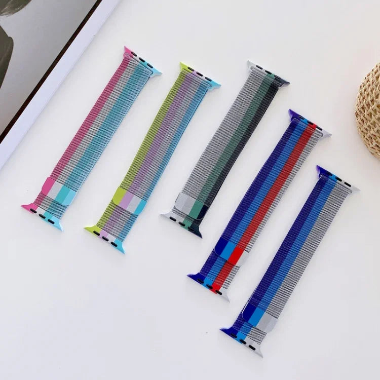 Four-colors Milanese Replacement Strap Watchband, For Apple Watch Series 7  41mm / & 6 & SE & 5 & 4 40mm, For Apple Watch Series  7  45mm / & 6 & SE & 5 & 4 44mm