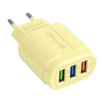 13-222 QC3.0 USB + 2.1A Dual USB Ports Macarons Travel Charger,, EU Plug, US Plug