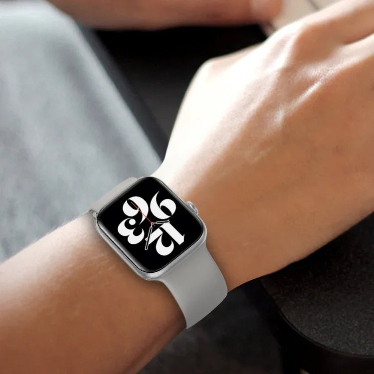 Elasticity Silicone Replacement Strap Watchband For Apple Watch Series, 7 45mm / 6 & SE & 5 & 4 44mm / 3 & 2 & 1 42mm