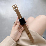8-shape Buckle Retro Leather Replacement Strap Watchband For Apple Watch Series, 7 41mm / 6 & SE & 5 & 4 40mm / 3 & 2 & 1 38mm, 7 45mm / 6 & SE & 5 & 4 44mm / 3 & 2 & 1 42mm
