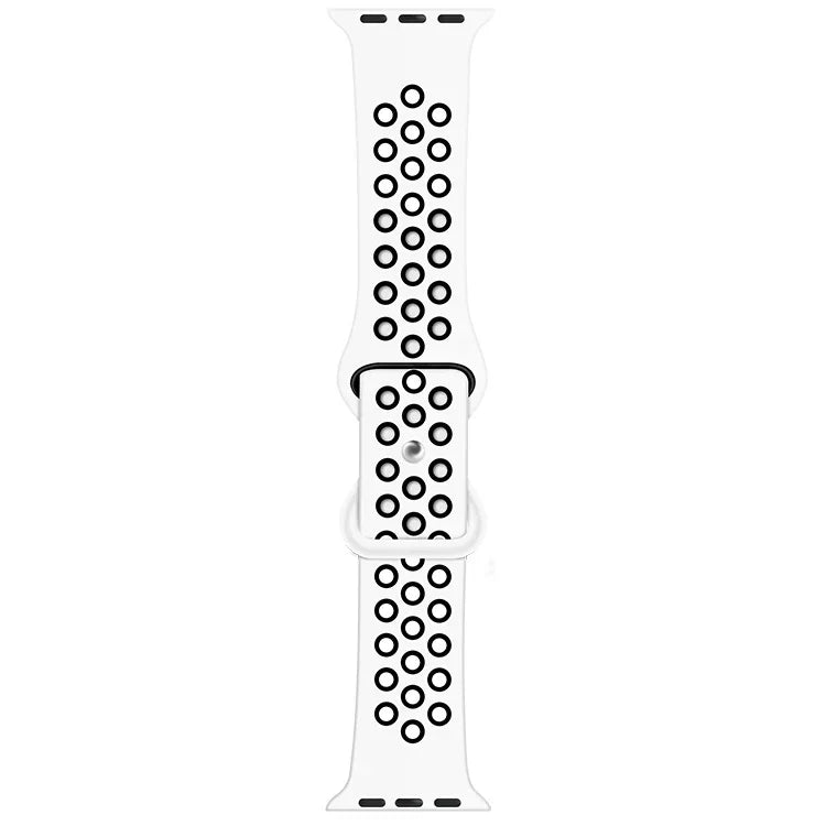 Butterfly Buckle Dual-tone Liquid Silicone Replacement Watchband For Apple Watch Series, 7 41mm / 6 & SE & 5 & 4 40mm / 3 & 2 & 1 38mm, 7 45mm / 6 & SE & 5 & 4 44mm / 3 & 2 & 1 42mm