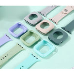 Silicone Replacement Strap Watchband + Watch Protective Case Set, For Apple Watch Series 3 & 2 & 1 38mm, For Apple Watch Series 3 & 2 & 1 42mm
