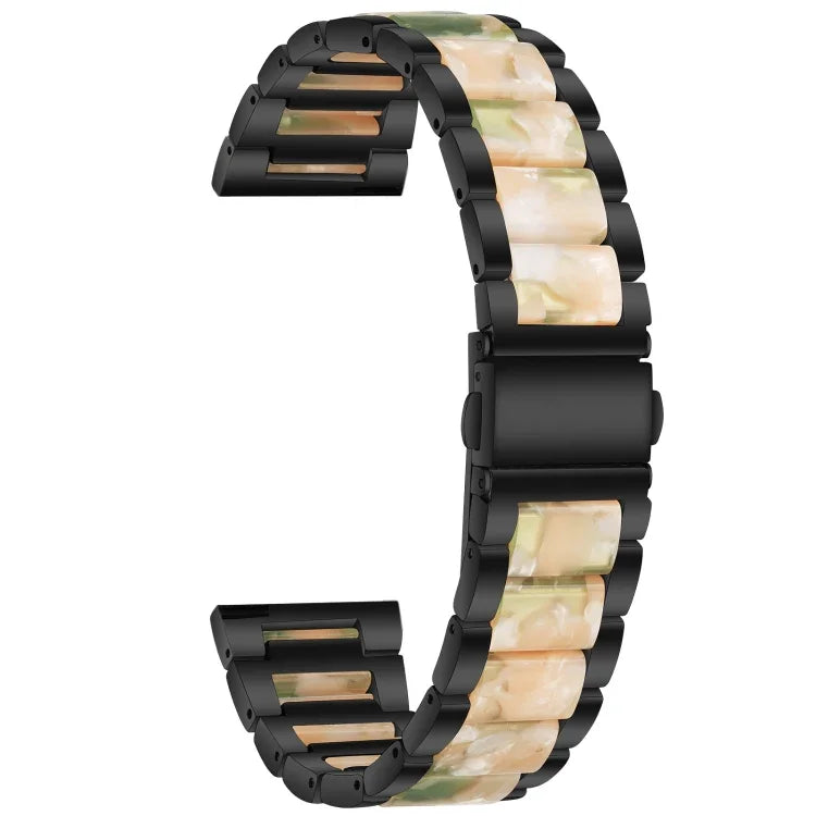 Three-beads Steel + Resin Replacement Strap Watchband, For Samsung Smart Watch 20mm, For Samsung Smart Watch 22mm