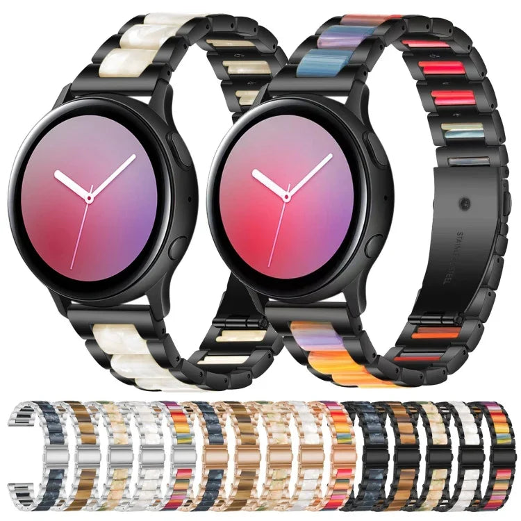 Three-beads Steel + Resin Replacement Strap Watchband, For Samsung Smart Watch 20mm, For Samsung Smart Watch 22mm