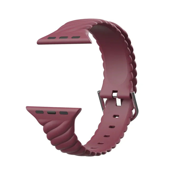 Solid color Twist Silicone Replacement Strap Watchband For Apple Watch Series, 7 41mm / 6 & SE & 5 & 4 40mm / 3 & 2 & 1 38mm, 7 45mm / 6 & SE & 5 & 4 44mm / 3 & 2 & 1 42mm