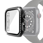 Electroplating PC Single Row Diamond Protective Case with Tempered Glass Film For Apple Watch Series, For Apple Watch Series 6 / 5 / 4 / Watch SE 40mm, For Apple Watch Series 6 / 5 / 4 / Watch SE 44mm