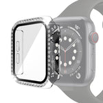 Electroplating PC Single Row Diamond Protective Case with Tempered Glass Film For Apple Watch Series, For Apple Watch Series 6 / 5 / 4 / Watch SE 40mm, For Apple Watch Series 6 / 5 / 4 / Watch SE 44mm