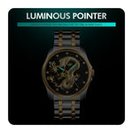 SKMEI 9193 Men Golden Dragon Pattern Calendar Dial Luminous Quartz Watch