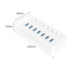 ORICO CT2U3-7AB-WH 7 In 1 Plastic Stripes Multi-Port USB HUB with Individual Switches,, CT2U3-7AB-WH UK Plug, CT2U3-7AB-BK EU Plug, CT2U3-7AB-WH EU Plug, CT2U3-7AB-BK AU Plug, CT2U3-7AB-WH AU Plug, CT2U3-7AB-BK UK Plug