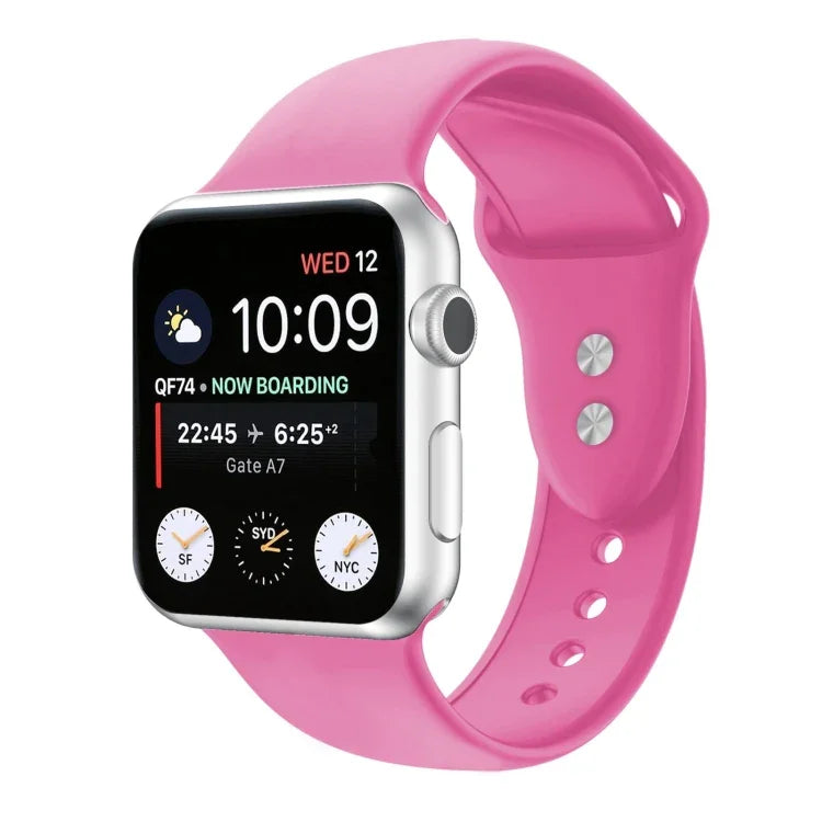 Double Nail Silicone Replacement Strap Watchband For Apple Watch Series, 7 45mm / 6 & SE & 5 & 4 44mm / 3 & 2 & 1 42mm, 7 41mm / 6 & SE & 5 & 4 40mm / 3 & 2 & 1 38mm