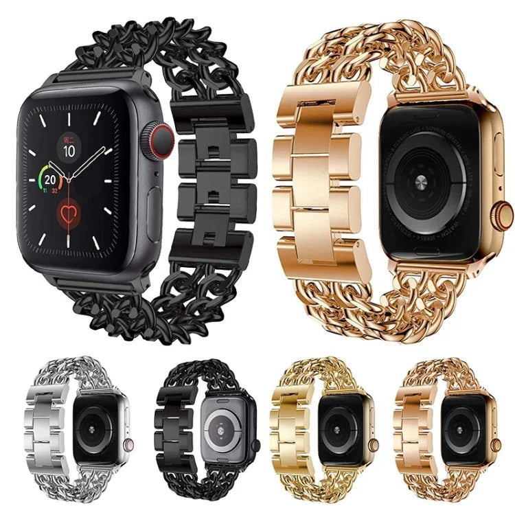 Metal Cowboy Replacement Strap Watchband For Apple Watch Series, 7 41mm / 6 & SE & 5 & 4 40mm / 3 & 2 & 1 38mm, 7 45mm / 6 & SE & 5 & 4 44mm / 3 & 2 & 1 42mm