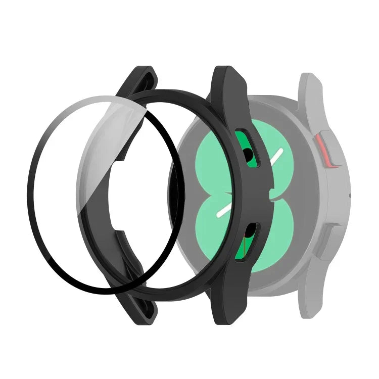 PC Protective Case with Tempered Glass Film, For Samsung Galaxy Watch4 40mm, For Samsung Galaxy Watch4 44mm