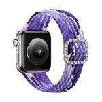 Adjustable Nylon Braided Elasticity Diamond Buckle Replacement Strap Watchband For Apple Watch Series, 7 & 6 & SE & 5 & 4 40mm/3 & 2 & 1 38mm, 7 & 6 & SE & 5 & 4 44mm/3 & 2 & 1 42mm