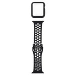 Silicone Replacement Strap Watchband + Protective Case with Screen Protector Set For Apple Watch Series, 3 & 2 & 1 42mm, For Apple Watch Series 6 / 5 / 4 / Watch SE 44mm