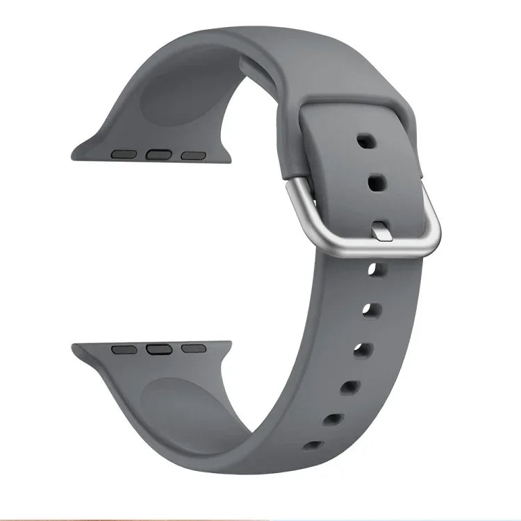 Single-color Silicone Buckle Replacement Strap Watchband For Apple Watch Series, 7 41mm / 6 & SE & 5 & 4 40mm / 3 & 2 & 1 38mm, 7 45mm / 6 & SE & 5 & 4 44mm / 3 & 2 & 1 42mm
