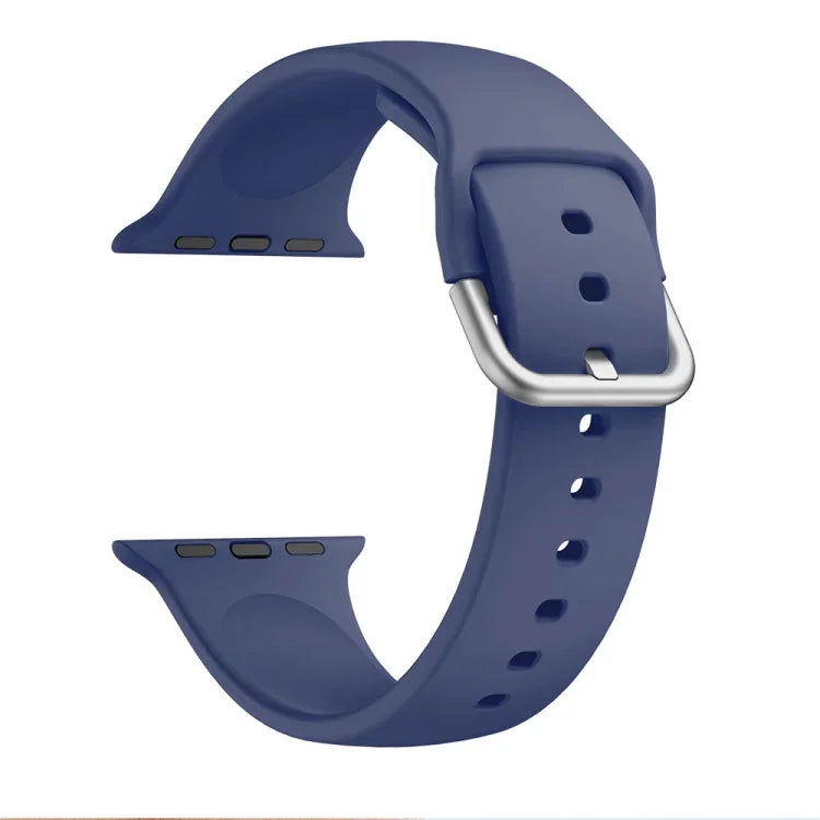 Single-color Silicone Buckle Replacement Strap Watchband For Apple Watch Series, 7 41mm / 6 & SE & 5 & 4 40mm / 3 & 2 & 1 38mm, 7 45mm / 6 & SE & 5 & 4 44mm / 3 & 2 & 1 42mm