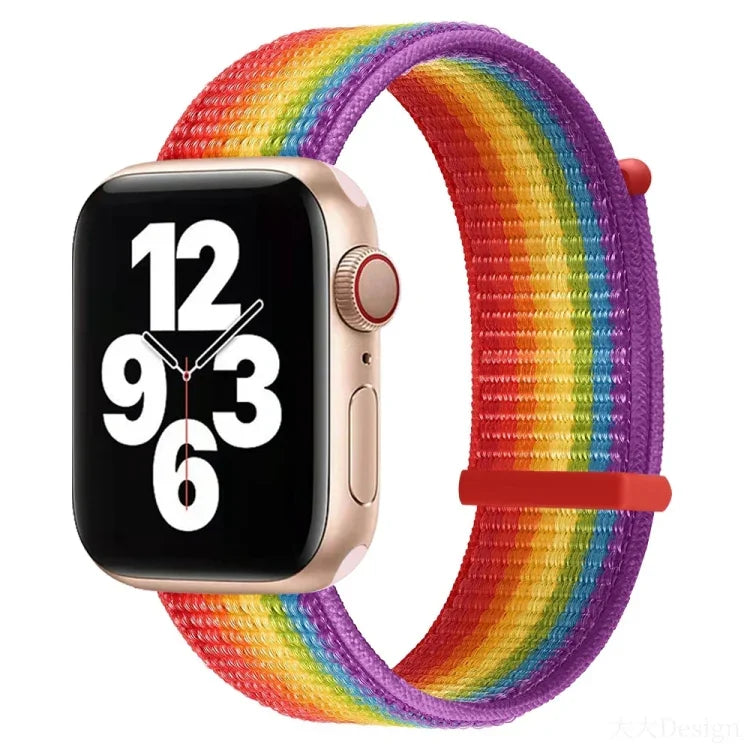Hook and Loop Fastener Dual Section Replacement Watchband For Apple Watch Series, 7 41mm / 6&SE&5&4 40mm / 3&2&1 38mm, 7 45mm / 6&SE&5&4 44mm / 3&2&1 42mm