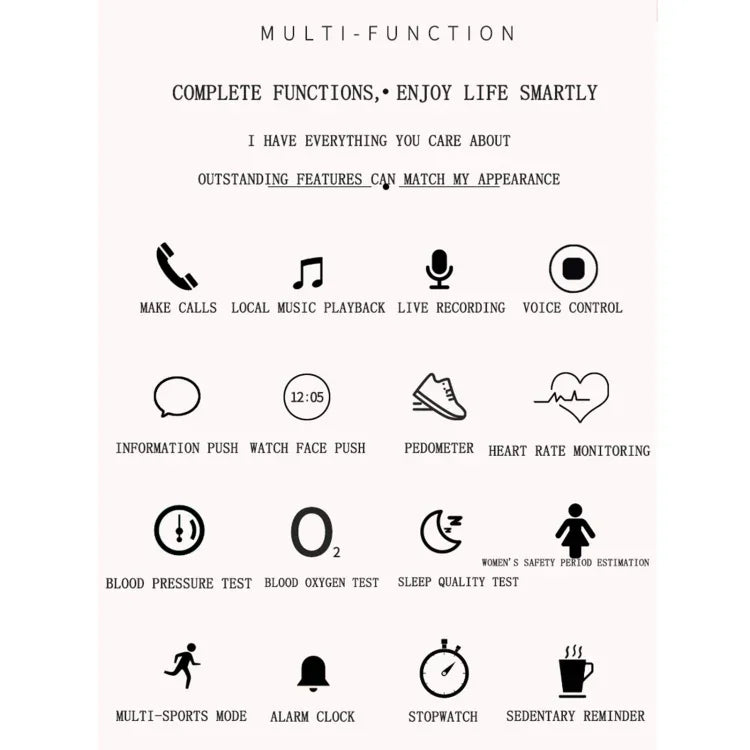 Z73 1.09 inch Touch Screen Smart Bracelet, Support Sleep Monitoring / Heart Rate Monitoring / Voice Control / Women Menstrual Cycle Reminder