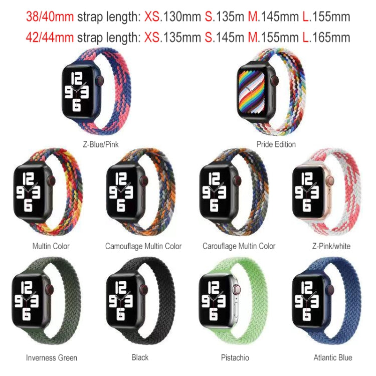 Small Waist Single Loop Nylon Braid Replacement Watchband For Apple Watch Series, XS 135mm, XS 130mm, 7 41mm / 6&SE&5&4 40mm / 3&2&1 38mm