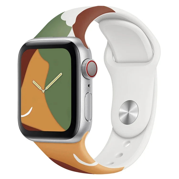 Morandi Series Contrast Color Silicone Replacement Watchband For Apple Watch Series, 7 41mm / 6&SE&5&4 40mm / 3&2&1 38mm, 7 45mm / 6&SE&5&4 44mm / 3&2&1 42mm