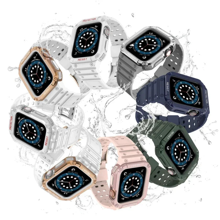 Silicone Integrated Replacement Strap Watchband For Apple Watch Series, For Apple Watch Series 9&8&7 45mm / SE&6&5&4 44mm / 3&2&1 42mm