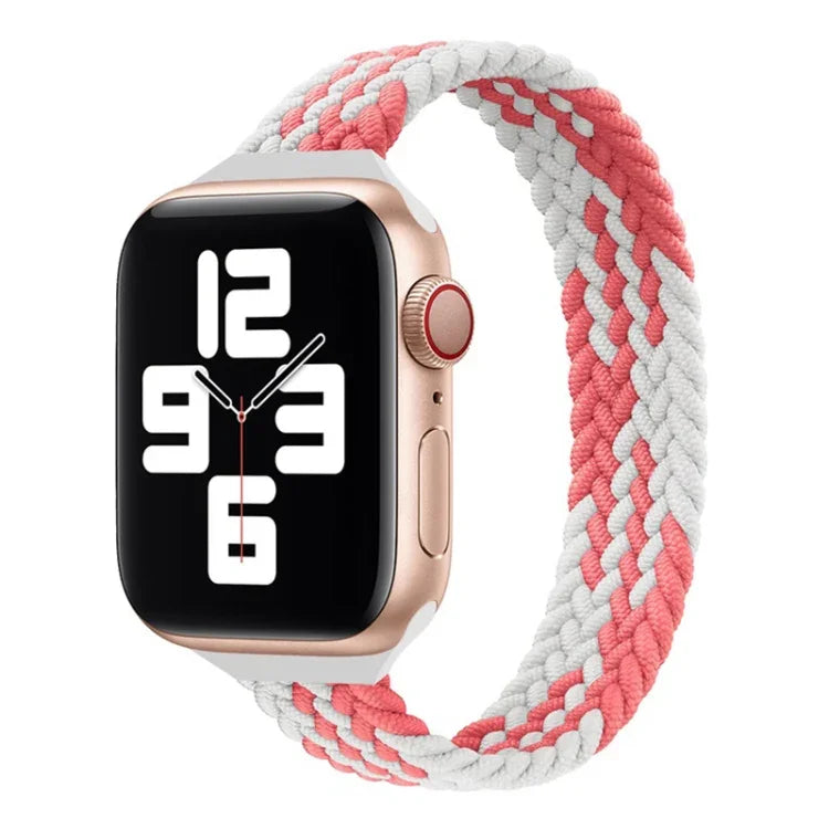 Small Waist Single Loop Nylon Braid Replacement Watchband For Apple Watch Series 7 41mm / 6&SE&5&4 40mm / 3&2&1 38mm, S 135mm, M 145mm, L 155mm