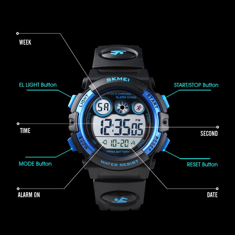 SKMEI 1451 LED Digital Stopwatch Chronograph Luminous Children Sports Electronic Watch, 1451(Yellow Shell Blue Circle), 1451(Black Shell Blue Circle), 1451(Transparent Pink Blue), 1451(Transparent Purple), 1451(Transparent Sky Blue)                    ...