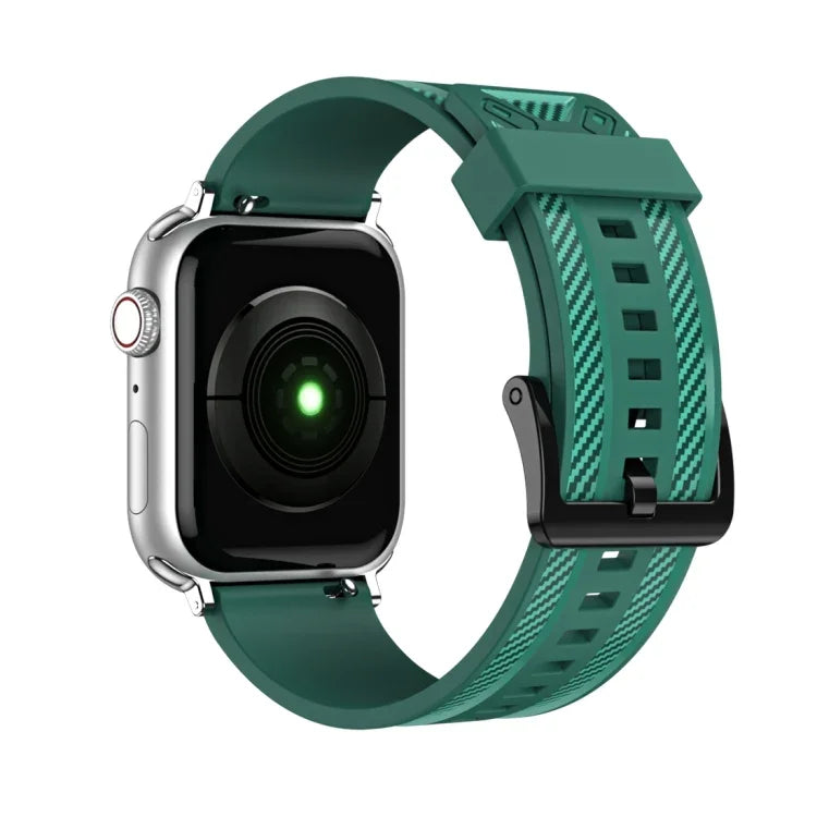 Carbon Fiber Texture Replacement Watchband For Apple Watch Series, 7 41mm / 6&SE&5&4 40mm / 3&2&1 38mm, 7 45mm / 6&SE&5&4 44mm / 3&2&1 42mm