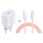 SDC-20W PD USB-C / Type-C Travel Charger + 1m 12W USB-C / Type-C to 8 Pin Data Cable Set,, EU Plug, US Plug