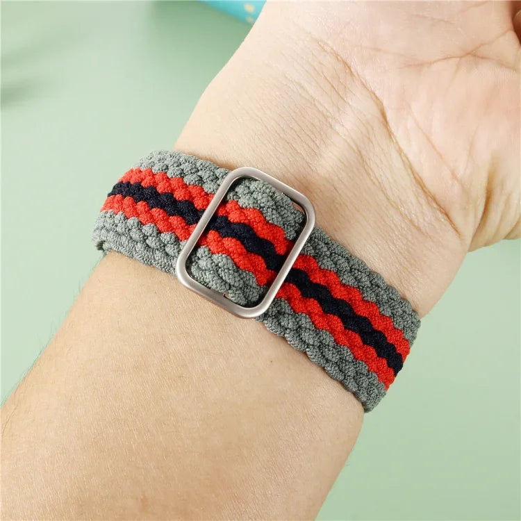 Adjustable Striped Woven Nylon Strap Watchband For Apple Watch Series, 7 41mm / 6&SE&5&4 40mm / 3&2&1 38mm, 7 45mm / 6&SE&5&4 44mm / 3&2&1 42mm