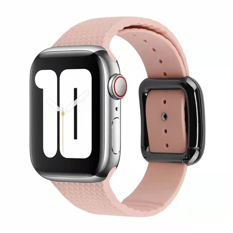 Black Buckle Silicone Watchband For Apple Watch Series, 7 41mm / 6&SE&5&4 40mm / 3&2&1 38mm
