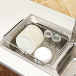Kitchen Dish Drainer Sink Drain Basket Washing Vegetable Fruit Drying Holder Stainless Steel Adjustable Rack, Arch Net Style, Flat Bottom Style, Ordinary Style