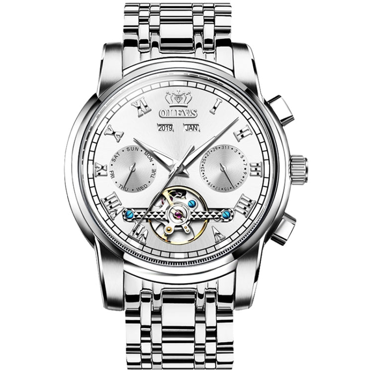 OLEVS 6607 Multi-function Men Big Flywheel Automatic Waterproof Mechanical Watch
