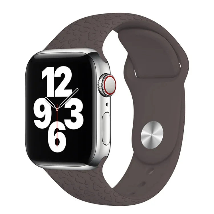 Leopard Embossing Silicone Watchband For Apple Watch Series, 7 41mm / 6&SE&5&4 40mm / 3&2&1 38mm, 7 45mm / 6&SE&5&4 44mm / 3&2&1 42mm