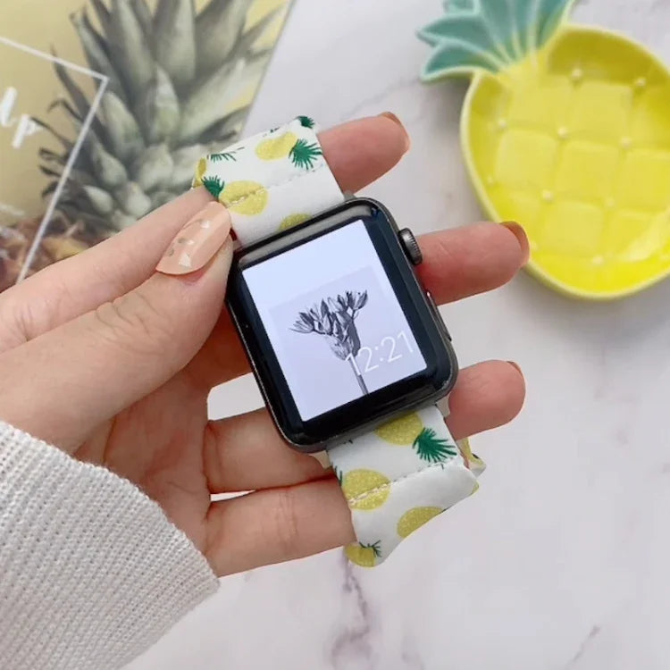 Single Loop Elasticity Cloth Fruit Watchband For Apple Watch Series, 7 41mm / 6&SE&5&4 40mm / 3&2&1 38mm, 7 45mm / 6&SE&5&4 44mm / 3&2&1 42mm