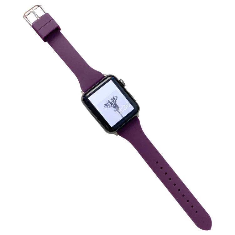 Small Waist Silicone Watchband For Apple Watch Series, 7 41mm / 6&SE&5&4 40mm / 3&2&1 38mm, 7 45mm / 6&SE&5&4 44mm / 3&2&1 42mm
