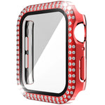 Double-Row Diamond PC+Tempered Glass Watch Case For Apple Watch Series, 6&SE&5&4 40mm, 6&SE&5&4 44mm, 6&SE&5&4 40mm / 3&2&1 38mm