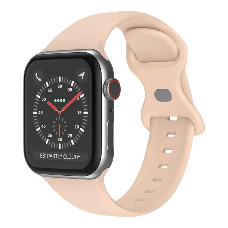 Butterfly Buckle Silicone Watchband, Size: S For Apple Watch Series, 7 45mm / 6&SE&5&4 44mm / 3&2&1 42mm