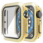Double-Row Diamond PC+Tempered Glass Watch Case For Apple Watch Series, 3&2&1 38mm, 3&2&1 42mm