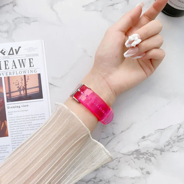 Jelly Transparent Watchband For Apple Watch Series, 7 41mm / 6&SE&5&4 40mm / 3&2&1 38mm, 7 45mm / 6&SE&5&4 44mm / 3&2&1 42mm