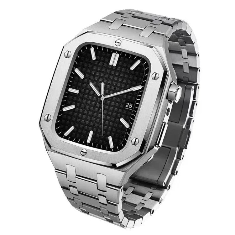 Integrated Oak Metal Watchband + Watch Case For Apple Watch Series 9 / 8 / 7 45mm, For Apple Watch Series 9 / 8 / 7 45mm