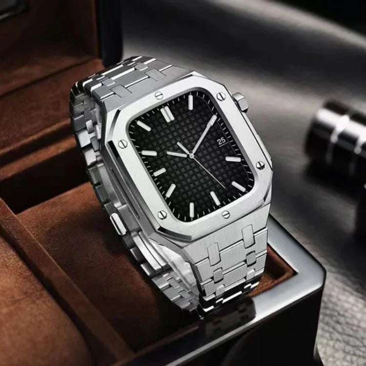 Integrated Oak Metal Watchband + Watch Case For Apple Watch Series 9 / 8 / 7 45mm, For Apple Watch Series 9 / 8 / 7 45mm