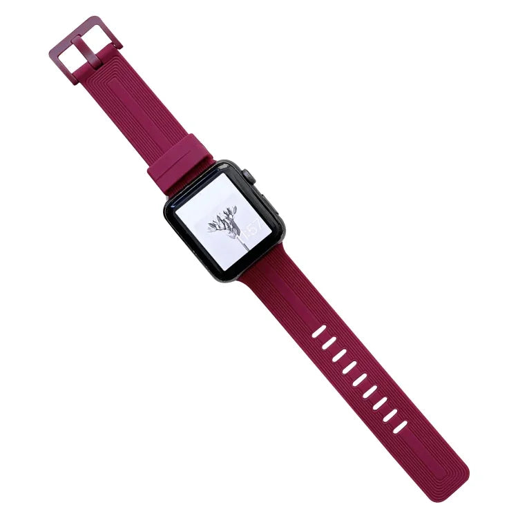 Thread Silicone Watchband For Apple Watch Series, 7 41mm / 6&SE&5&4 40mm / 3&2&1 38mm, 7 45mm / 6&SE&5&4 44mm / 3&2&1 42mm