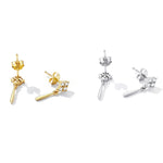 S925 Sterling Silver Bright Ear Stud Women Earrings, Bright(Silver)