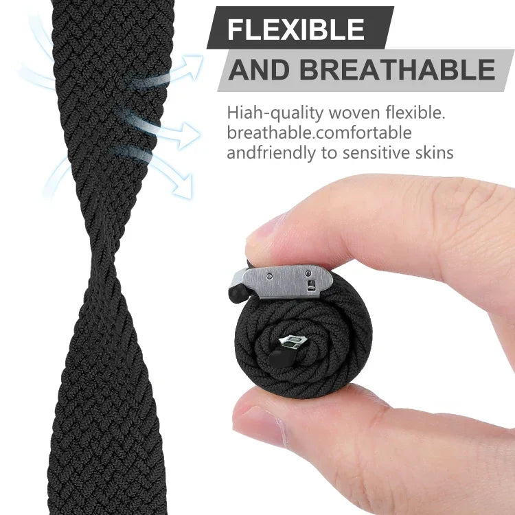 Nylon Braid Watch Band For Apple Watch Series, 7 41mm / 6&SE&5&4 40mm / 3&2&1 38mm