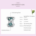 S925 Sterling Silver Sun Moon Hourglass Beads DIY Bracelet Necklace Accessories, Sun Moon Hourglass