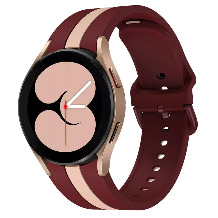 For Samsung Galaxy Watch4 40/44mm / Watch4 Classic 42/46mm Three Vertical Stripes Two-color Silicone Watch Band