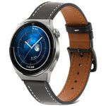 Plain Weave Genuine Leather Watch Band, For Samsung Galaxy Watch4 20mm, For Huawei Watch GT 3 Pro 22mm